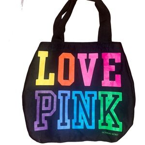 Victoria's Secret Black Tote with Bold Multicolor Print